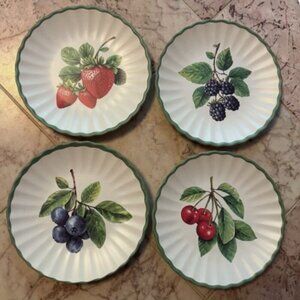 NEW Set of 4 Farmhouse Berries Melamine Salad / Dessert / Appetizer Plates